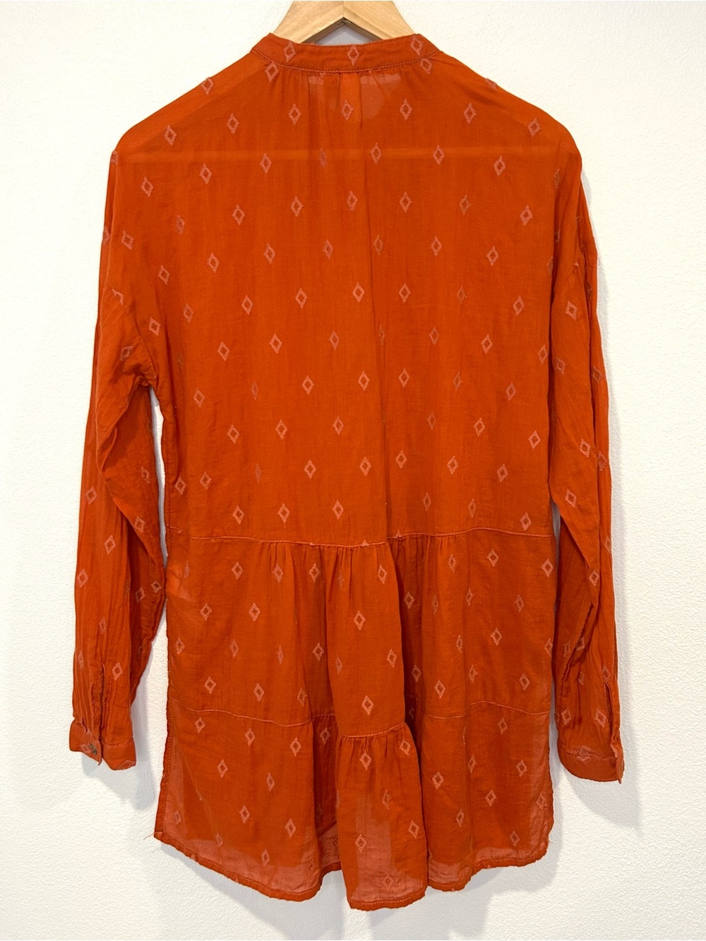 PILCRO Anthropologie Burnt Orange Tiered Tunic Cotton Boho Lightweight Size S - Picture 6 of 9